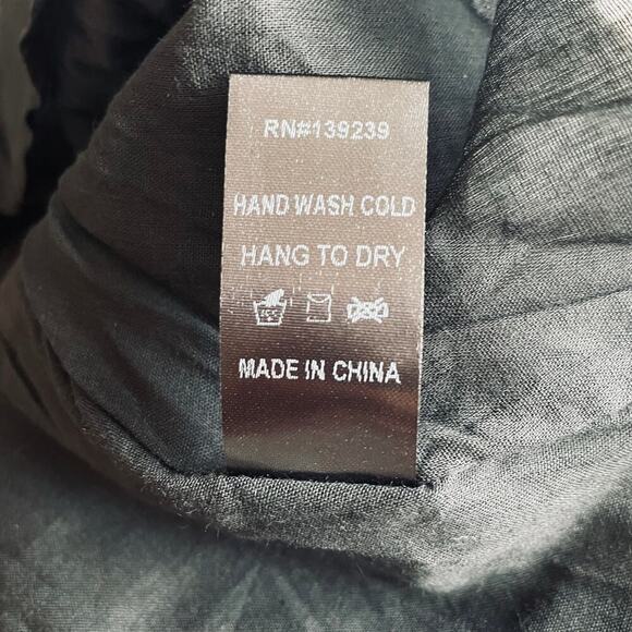 Pomander Place Ares Dress Linen Puff Short Sleeve Mini Black Size XL NEW - Picture 10 of 10